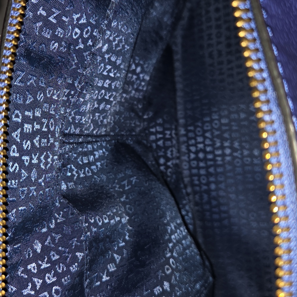 KATE SPADE NEW Royal Blue Pebbled Leather Wellesley Rachelle Satchel Purse - Picture 5 of 14